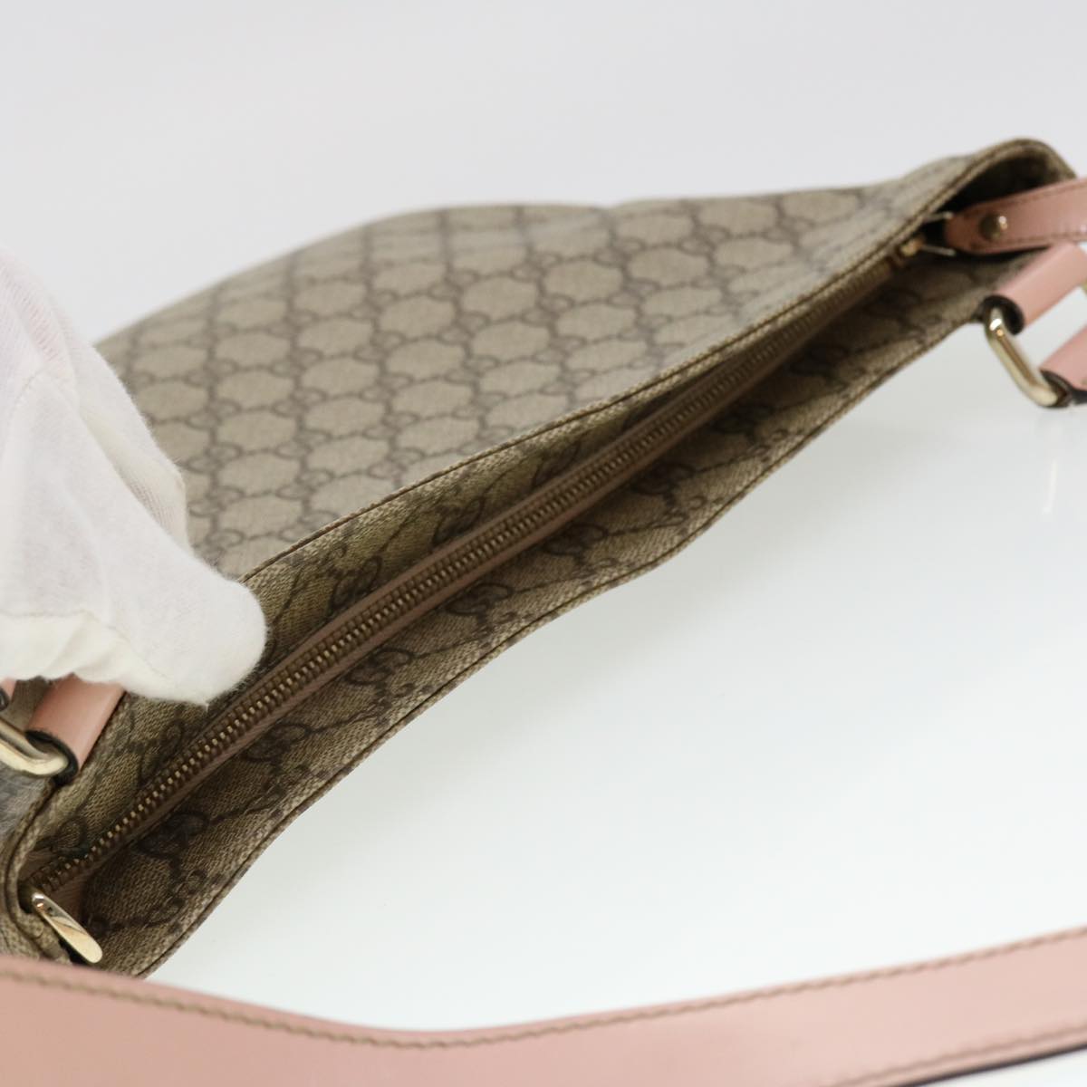 GUCCI GG Canvas Shoulder Bag PVC Leather Beige 201446 am4260