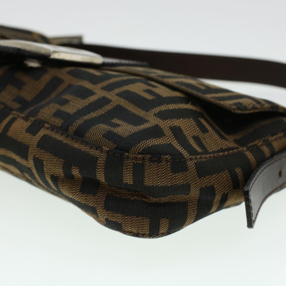 FENDI Zucca Canvas Mamma Baguette Shoulder Bag Brown 2321.26424 am4274