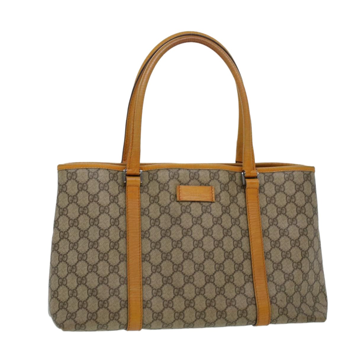 GUCCI GG Canvas Tote Bag PVC Leather Beige am4287