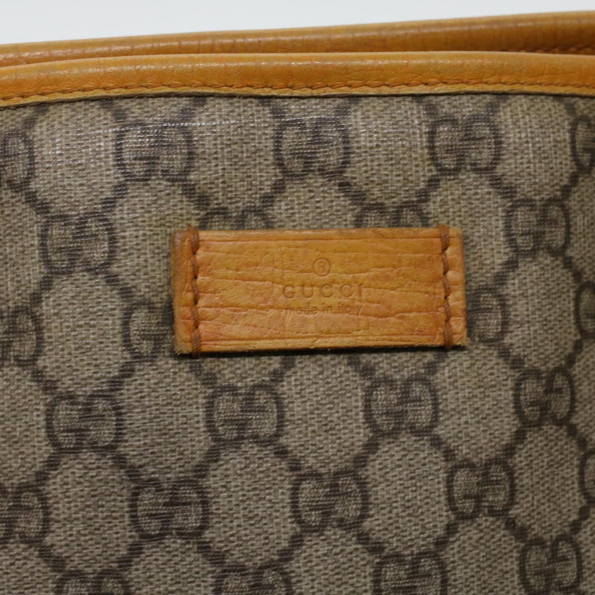 GUCCI GG Canvas Tote Bag PVC Leather Beige am4287