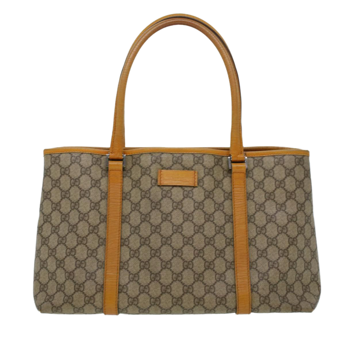 GUCCI GG Canvas Tote Bag PVC Leather Beige am4287