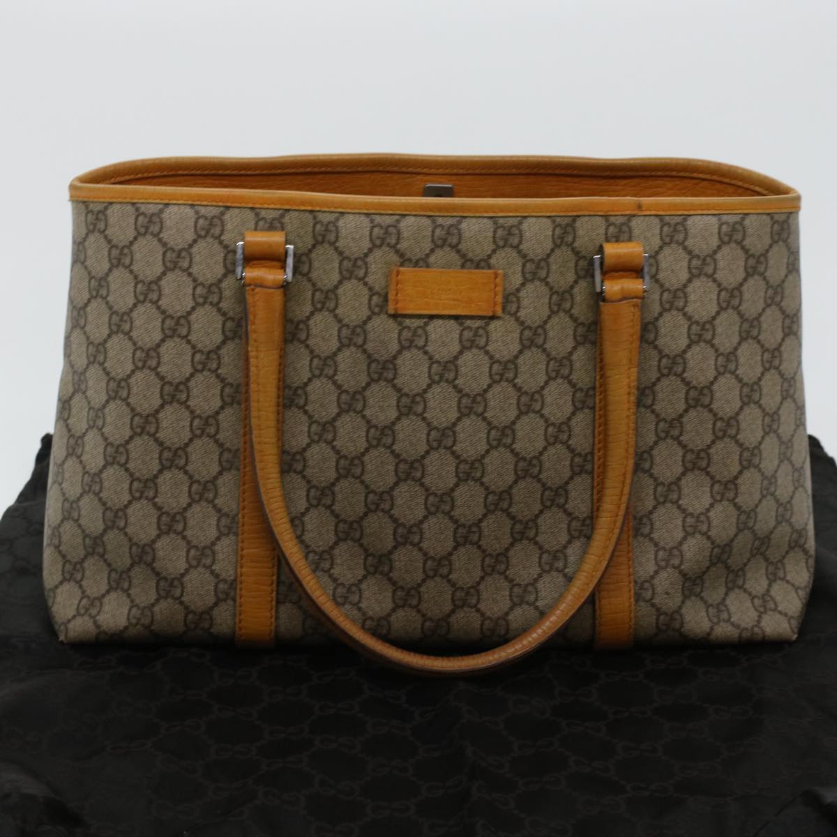 GUCCI GG Canvas Tote Bag PVC Leather Beige am4287