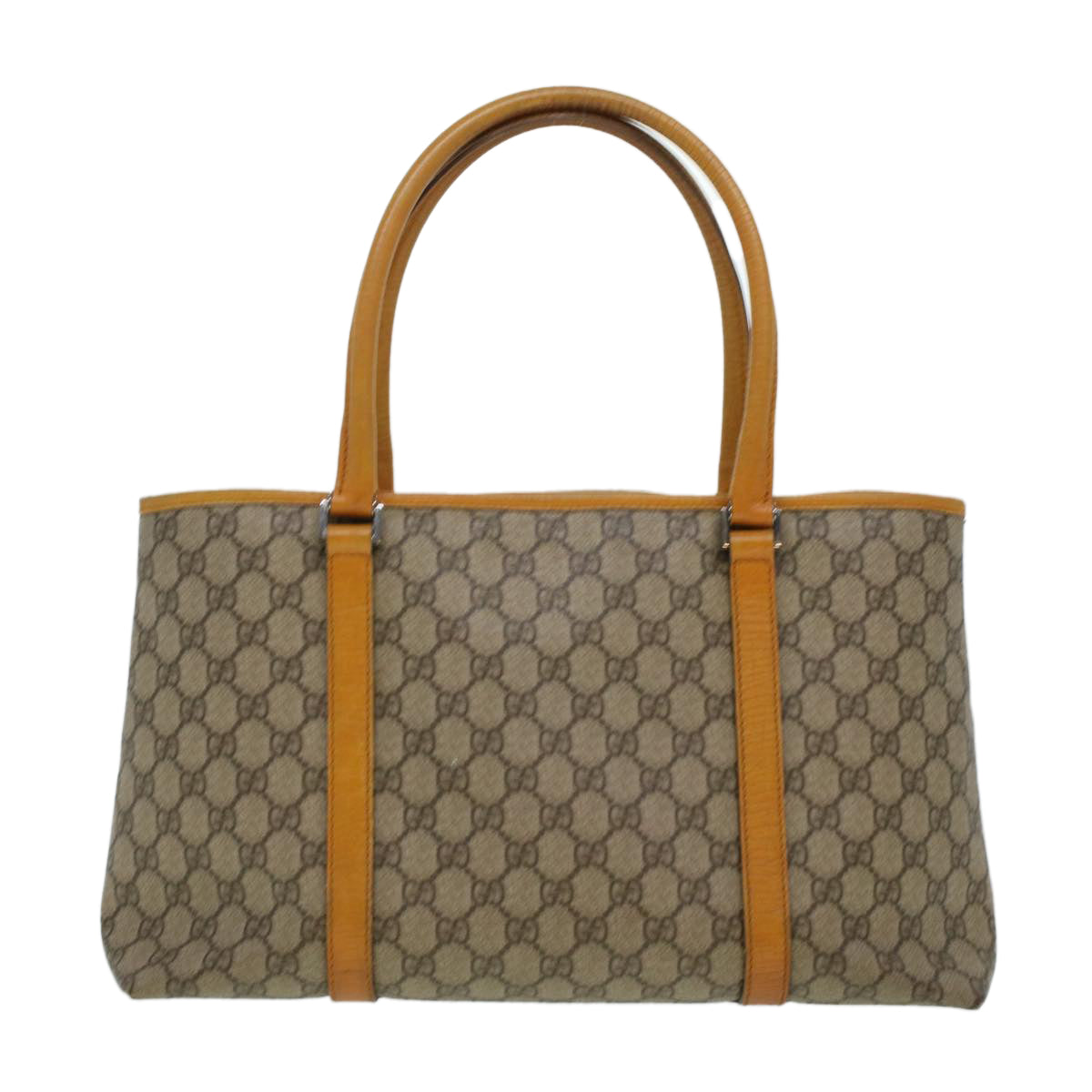 GUCCI GG Canvas Tote Bag PVC Leather Beige am4287