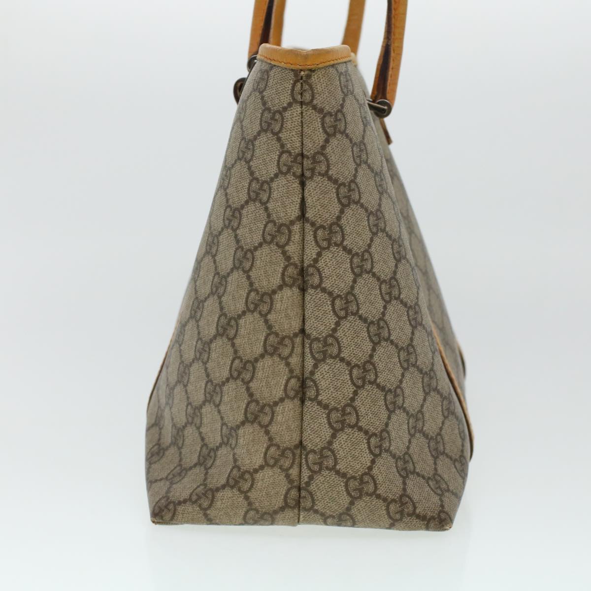 GUCCI GG Canvas Tote Bag PVC Leather Beige am4287