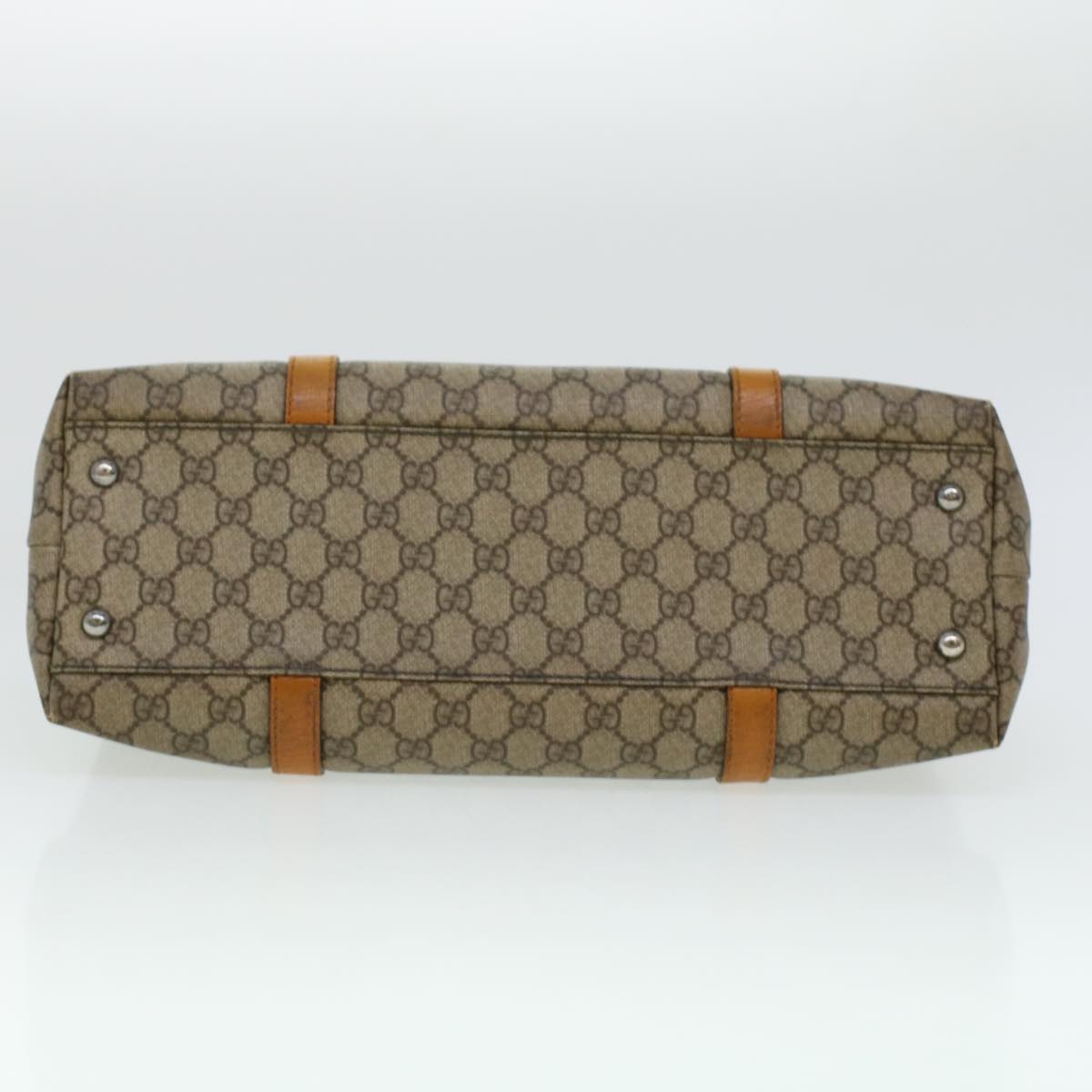 GUCCI GG Canvas Tote Bag PVC Leather Beige am4287