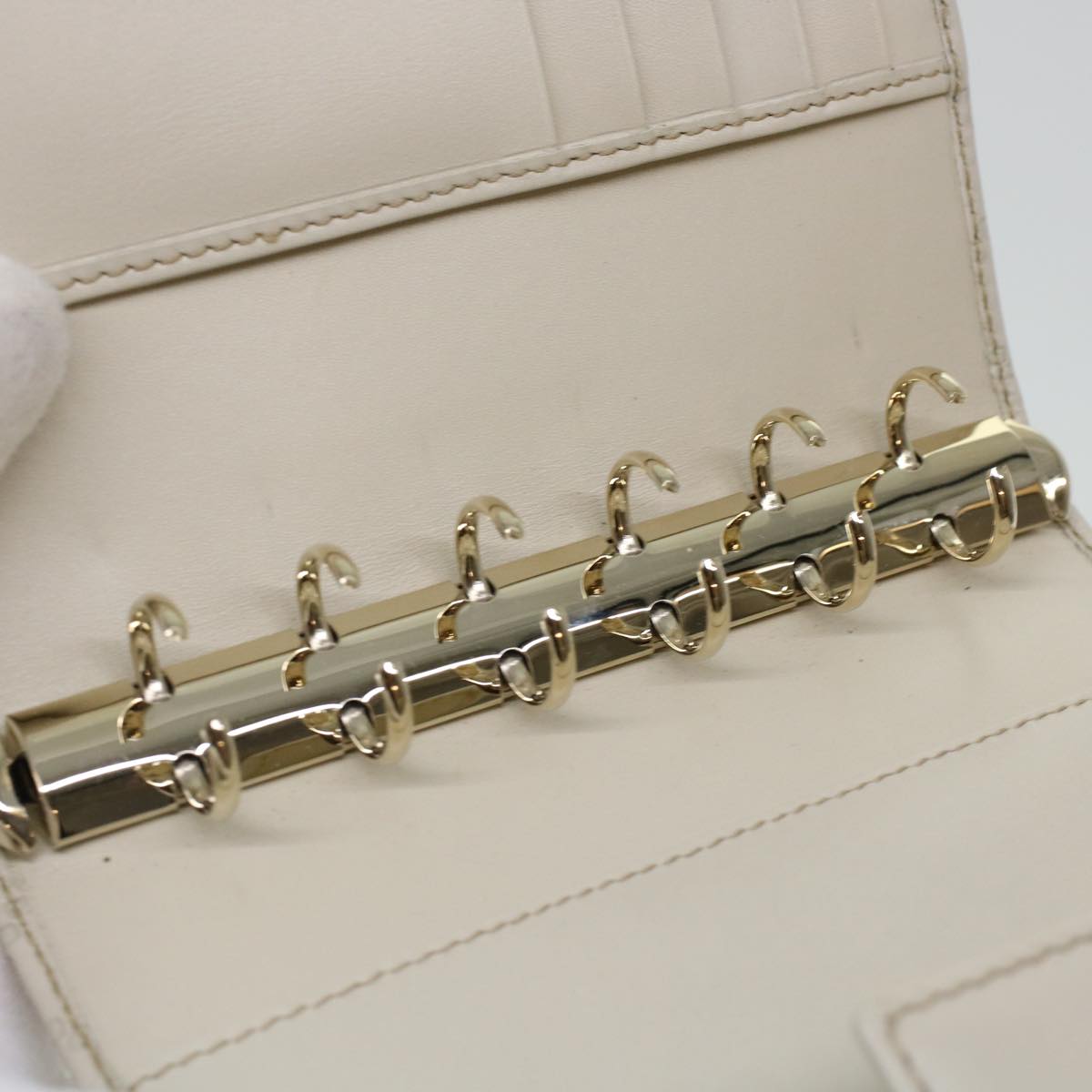 GUCCI GG Canvas Day Planner Cover Leather White 115240 am4294