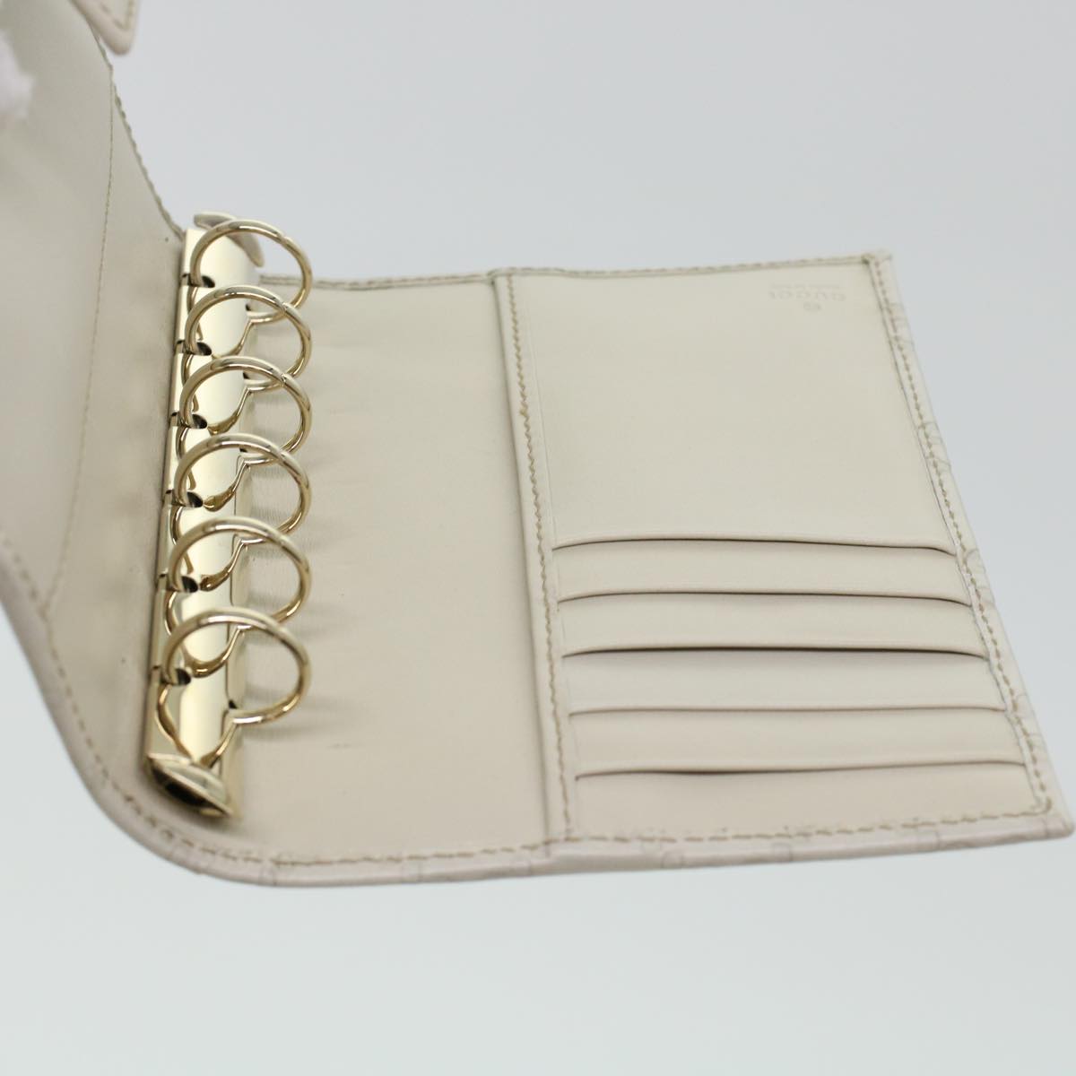 GUCCI GG Canvas Day Planner Cover Leather White 115240 am4294