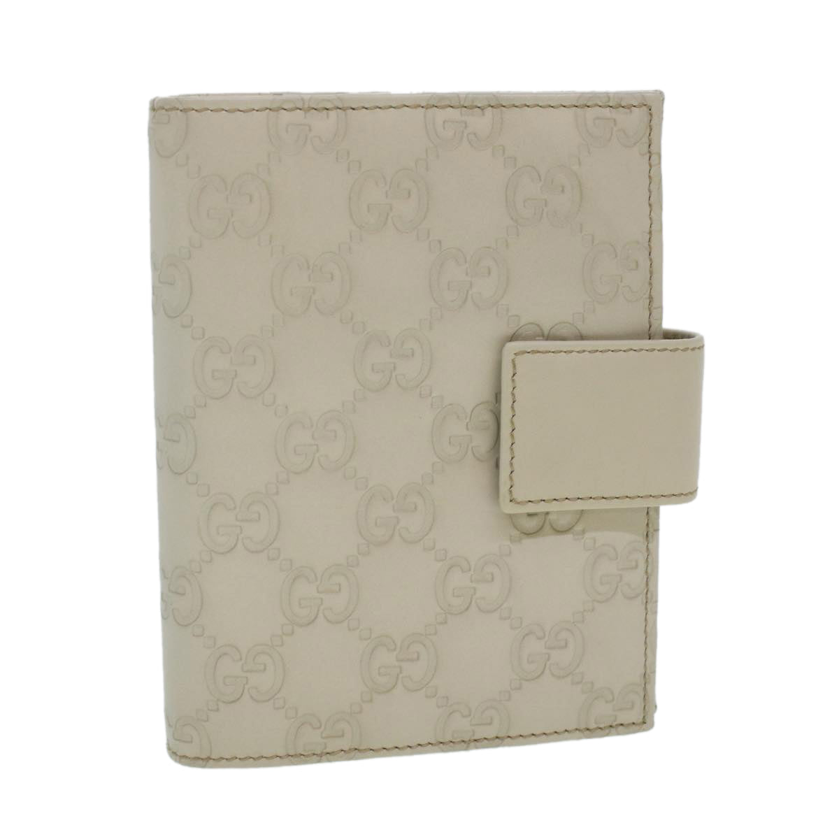 GUCCI GG Canvas Day Planner Cover Leather White 115240 am4294