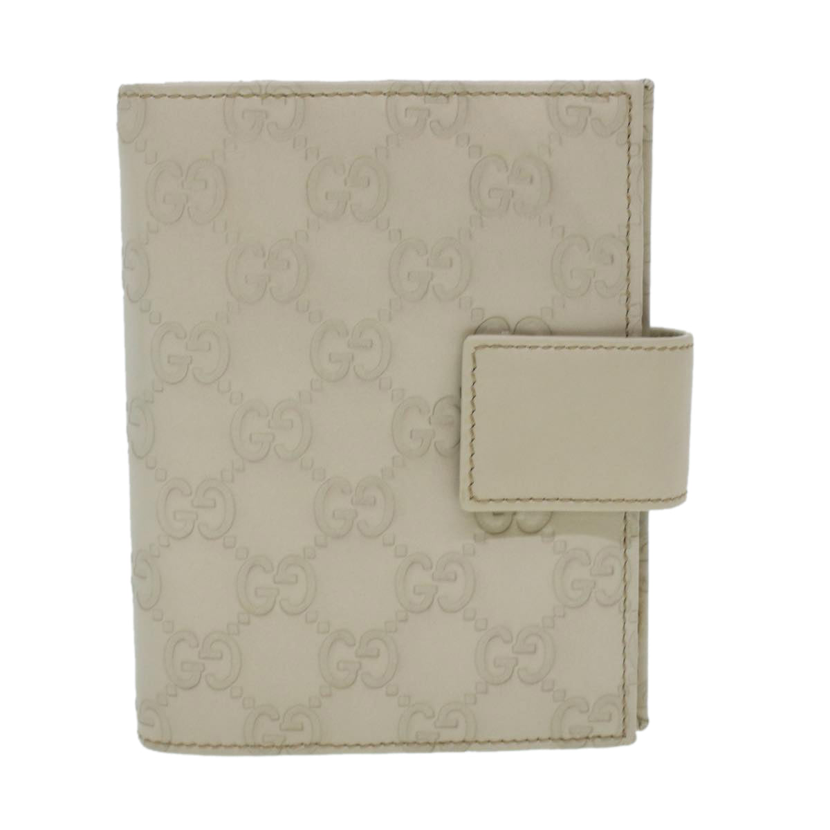 GUCCI GG Canvas Day Planner Cover Leather White 115240 am4294
