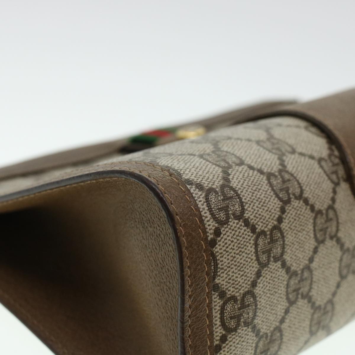 GUCCI GG Canvas Web Sherry Line Clutch Bag Beige Red Green 8901033 am4321
