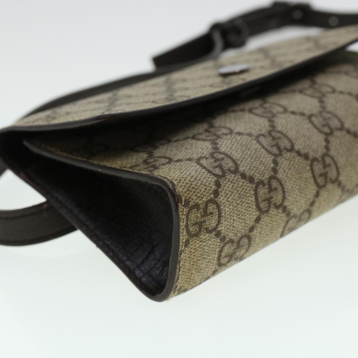 GUCCI GG Canvas Waist Bag PVC Leather Beige 137376 am4371