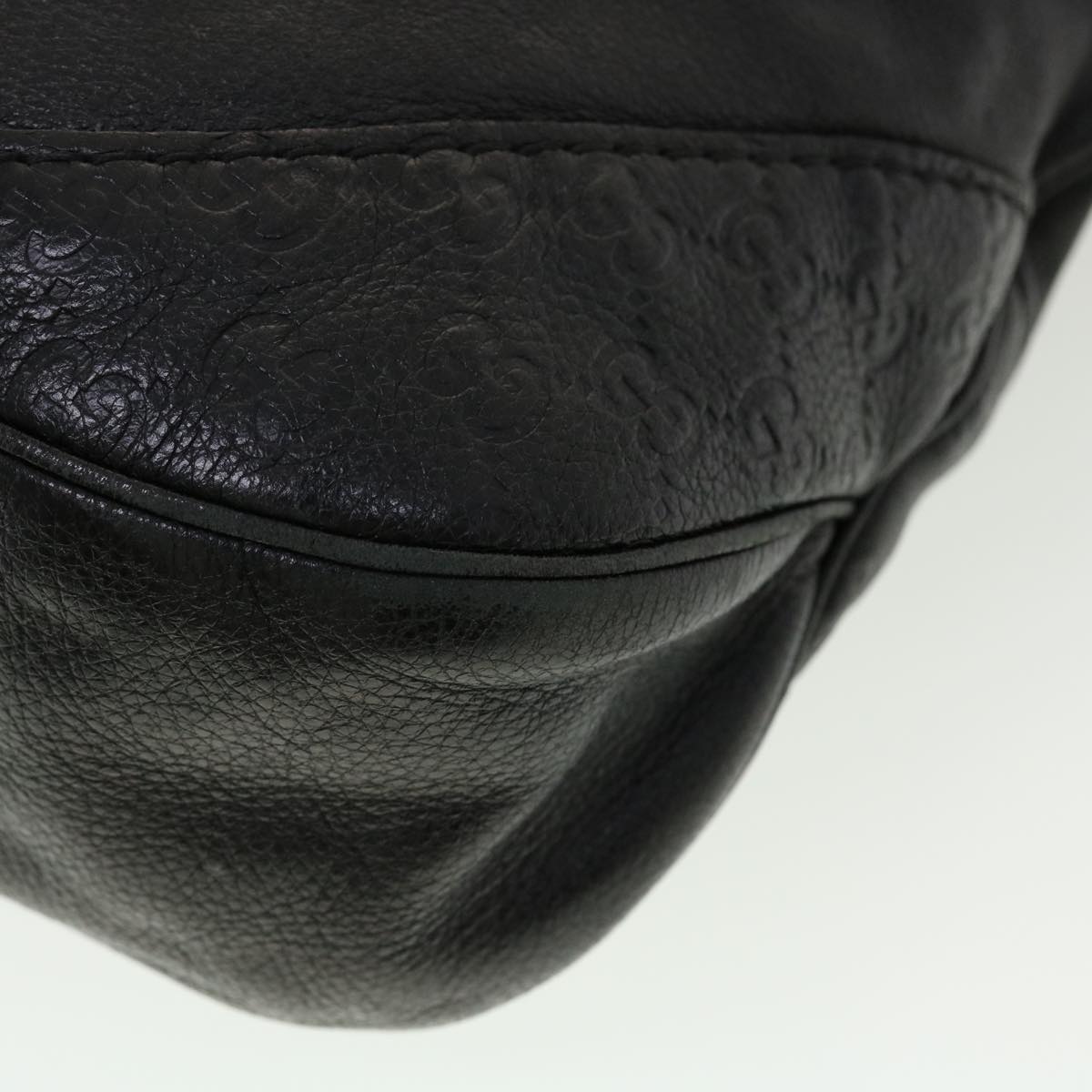GUCCI GG Canvas Guccissima Shoulder Bag Leather Black 203503 am4377