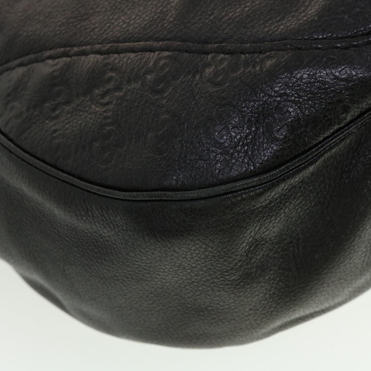 GUCCI GG Canvas Guccissima Shoulder Bag Leather Black 203503 am4377
