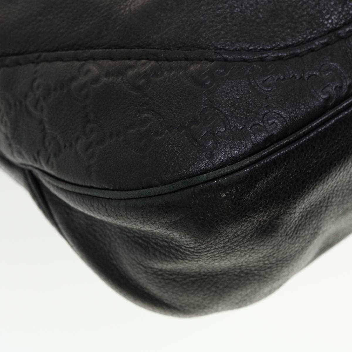 GUCCI GG Canvas Guccissima Shoulder Bag Leather Black 203503 am4377