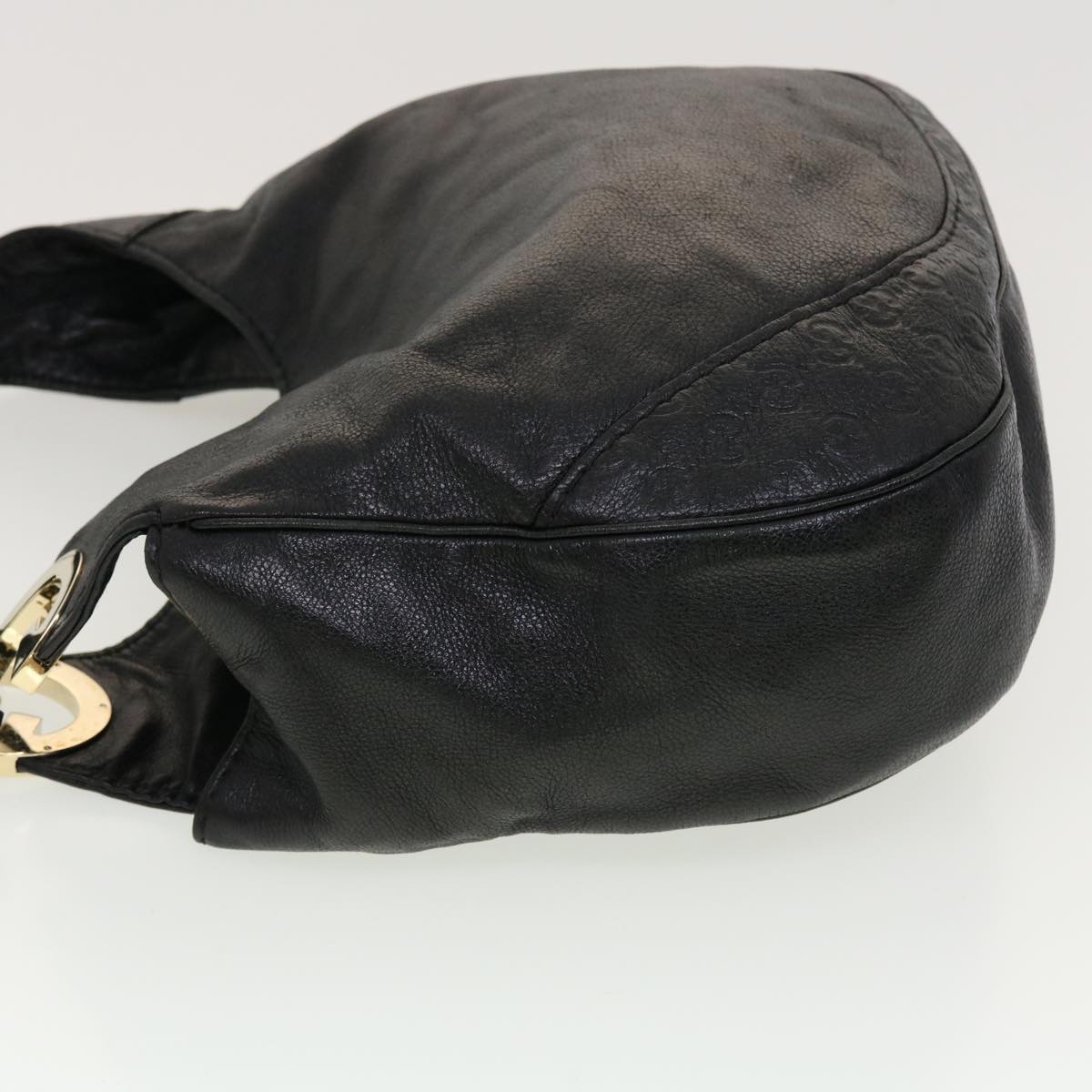 GUCCI GG Canvas Guccissima Shoulder Bag Leather Black 203503 am4377