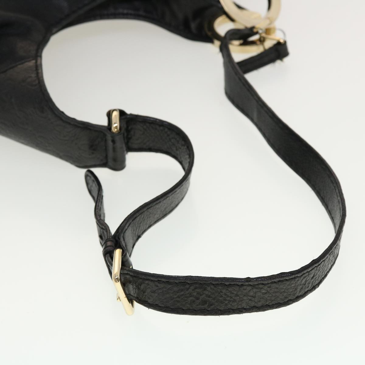 GUCCI GG Canvas Guccissima Shoulder Bag Leather Black 203503 am4377