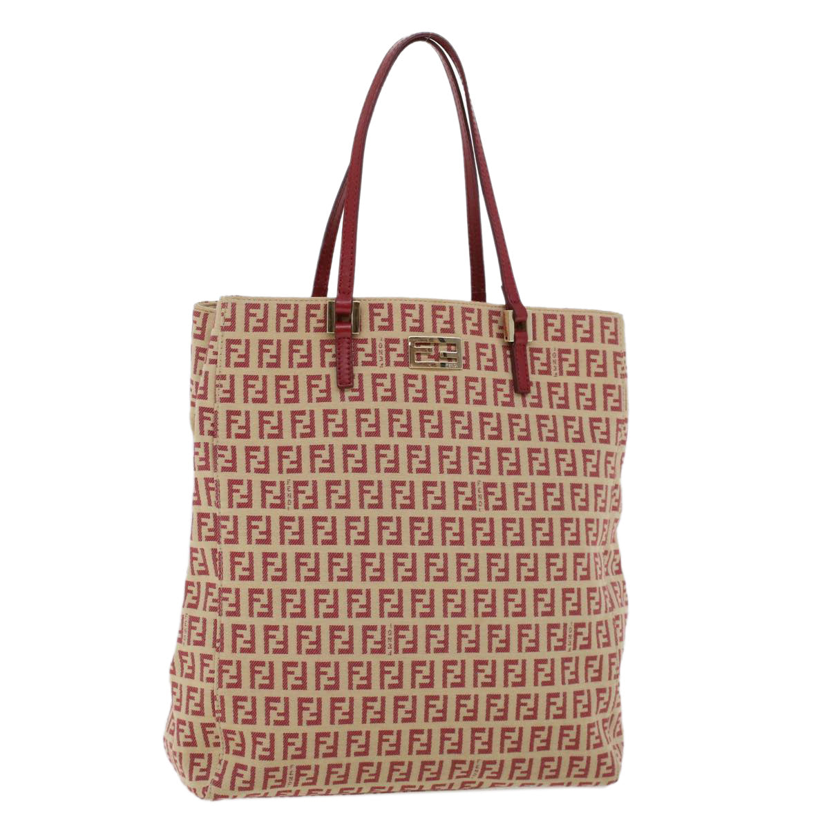 FENDI Zucchino Canvas Tote Bag Red am4379