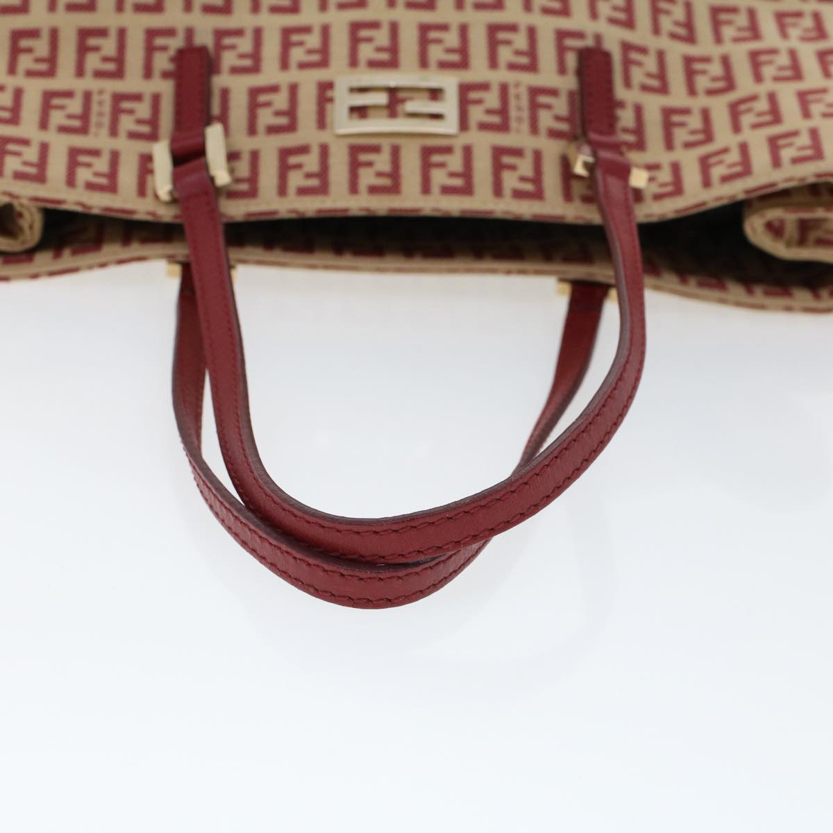 FENDI Zucchino Canvas Tote Bag Red am4379