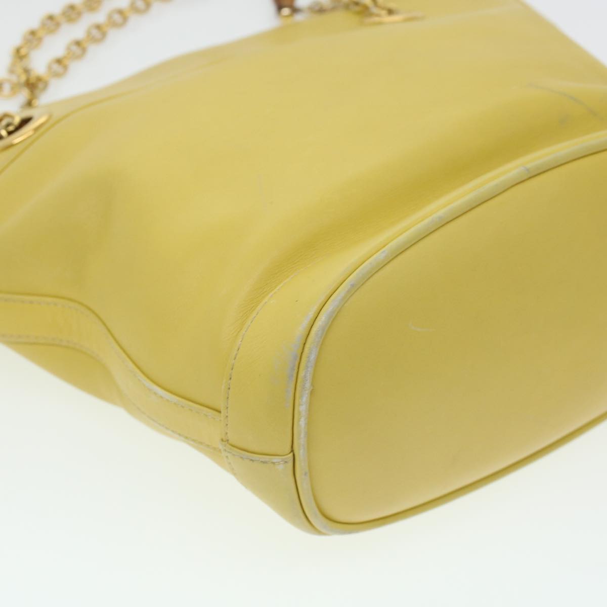 GUCCI Bamboo Chain Shoulder Bag Leather Yellow am4418