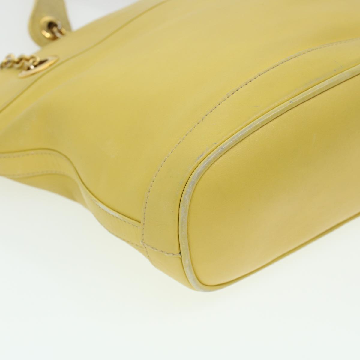 GUCCI Bamboo Chain Shoulder Bag Leather Yellow am4418