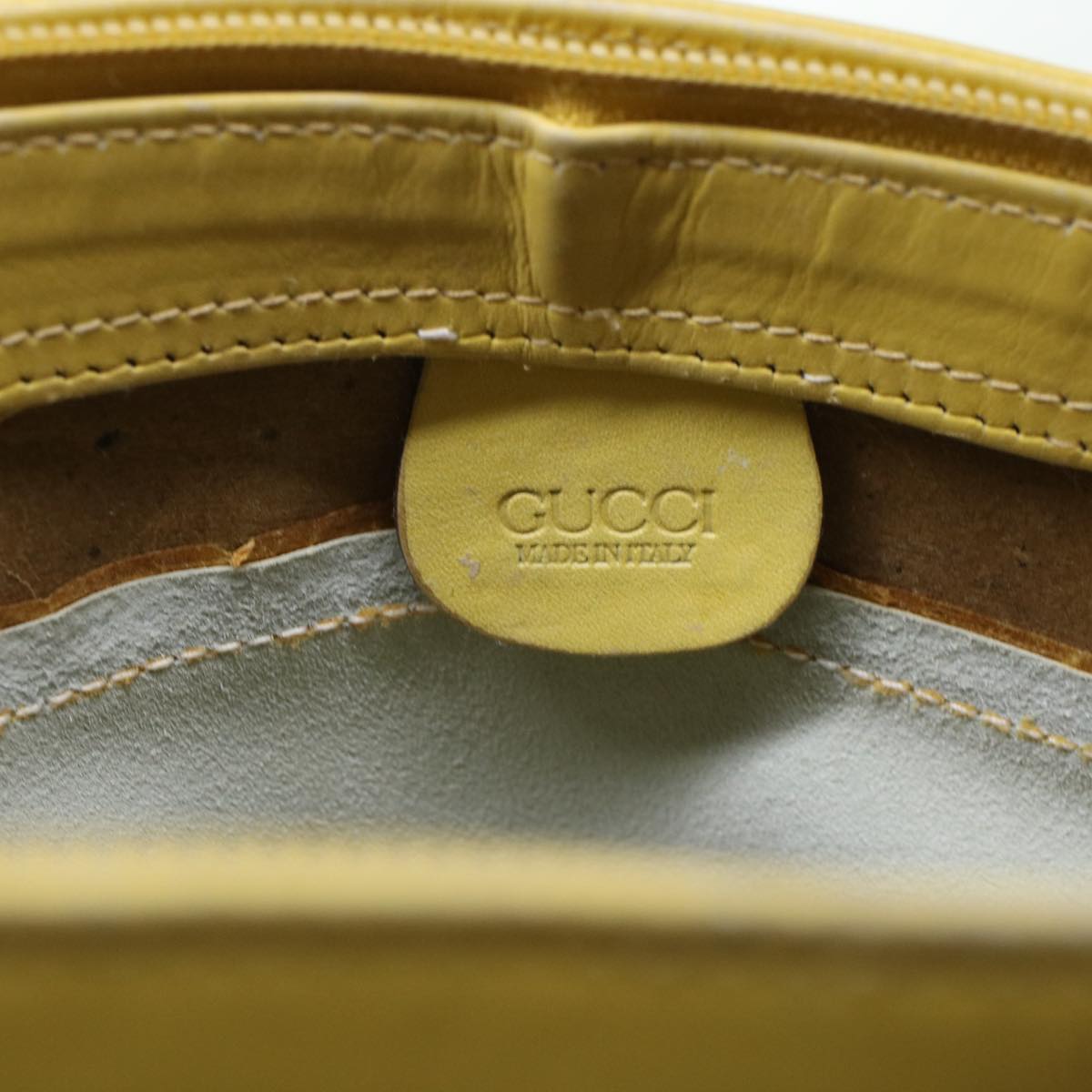 GUCCI Bamboo Chain Shoulder Bag Leather Yellow am4418