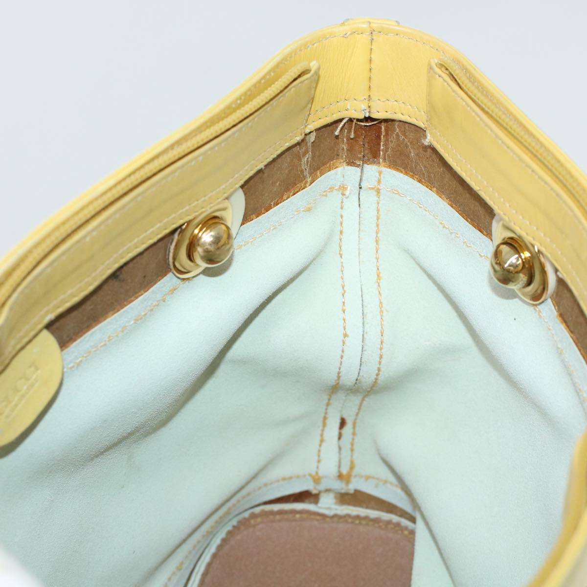 GUCCI Bamboo Chain Shoulder Bag Leather Yellow am4418