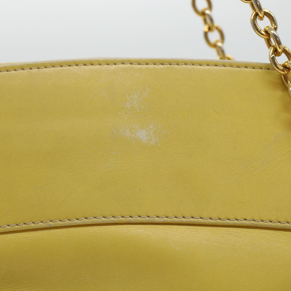 GUCCI Bamboo Chain Shoulder Bag Leather Yellow am4418
