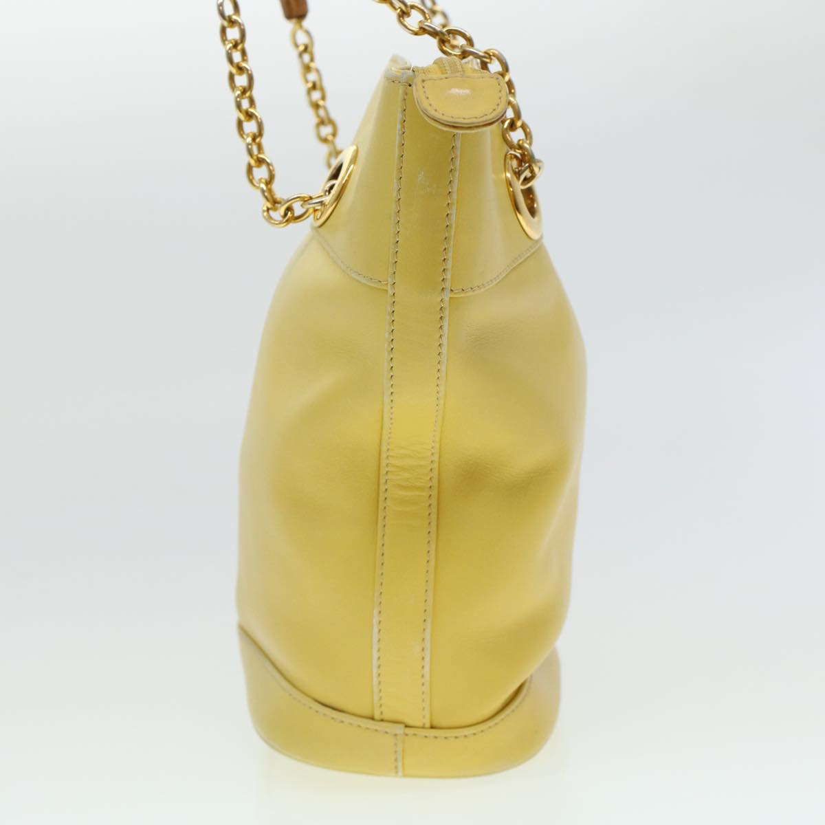 GUCCI Bamboo Chain Shoulder Bag Leather Yellow am4418