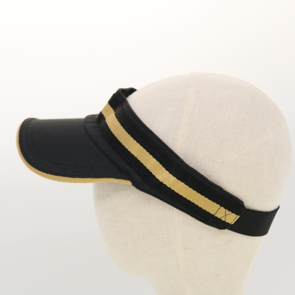 GUCCI GG Canvas Sherry Line Sun Visor S Black Gold 139315 am4449