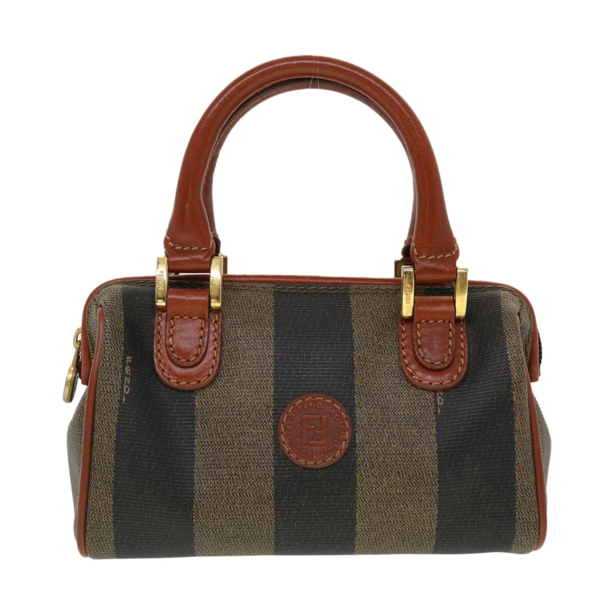 FENDI Pecan Canvas Mini Hand Bag Brown Black am4474