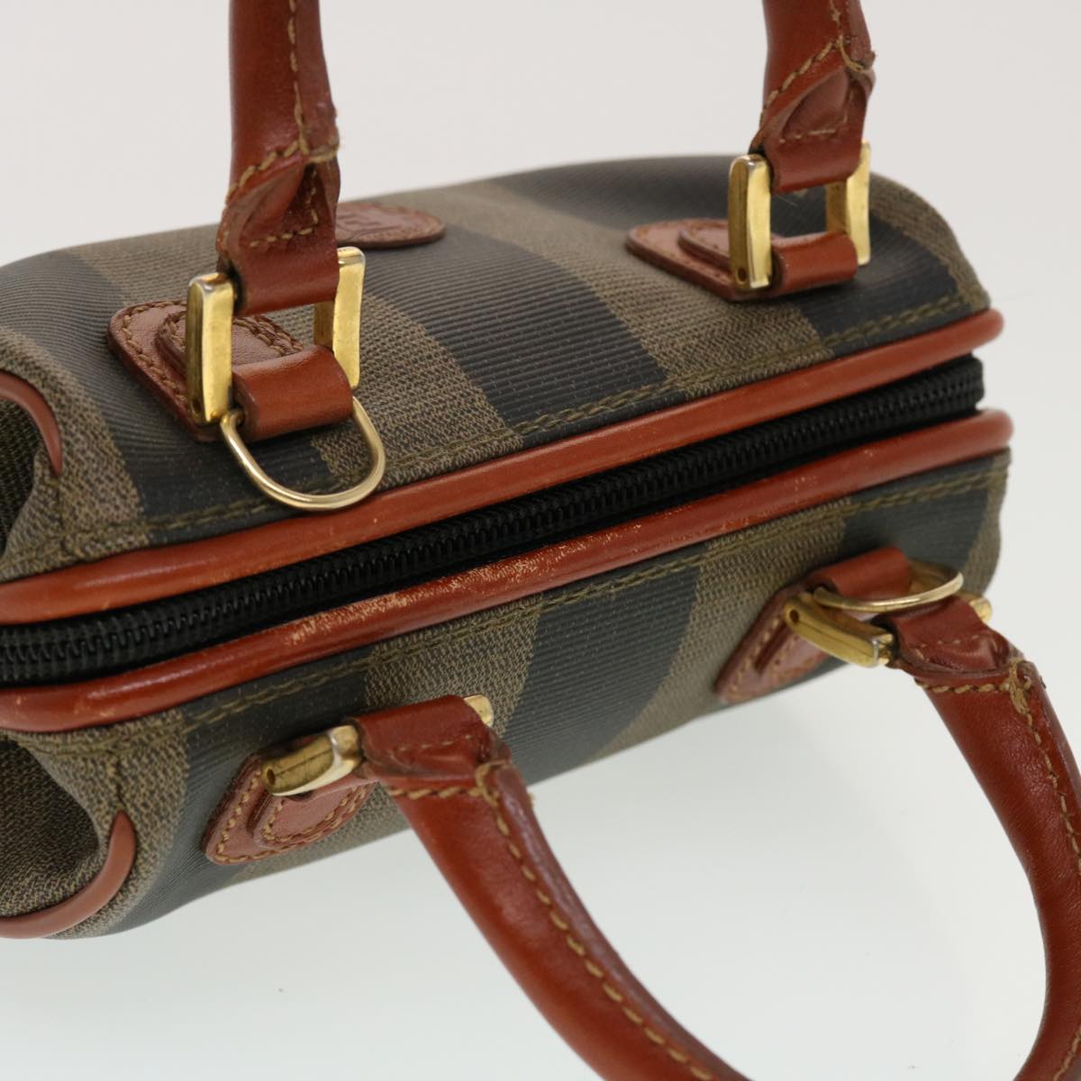 FENDI Pecan Canvas Mini Hand Bag Brown Black am4474