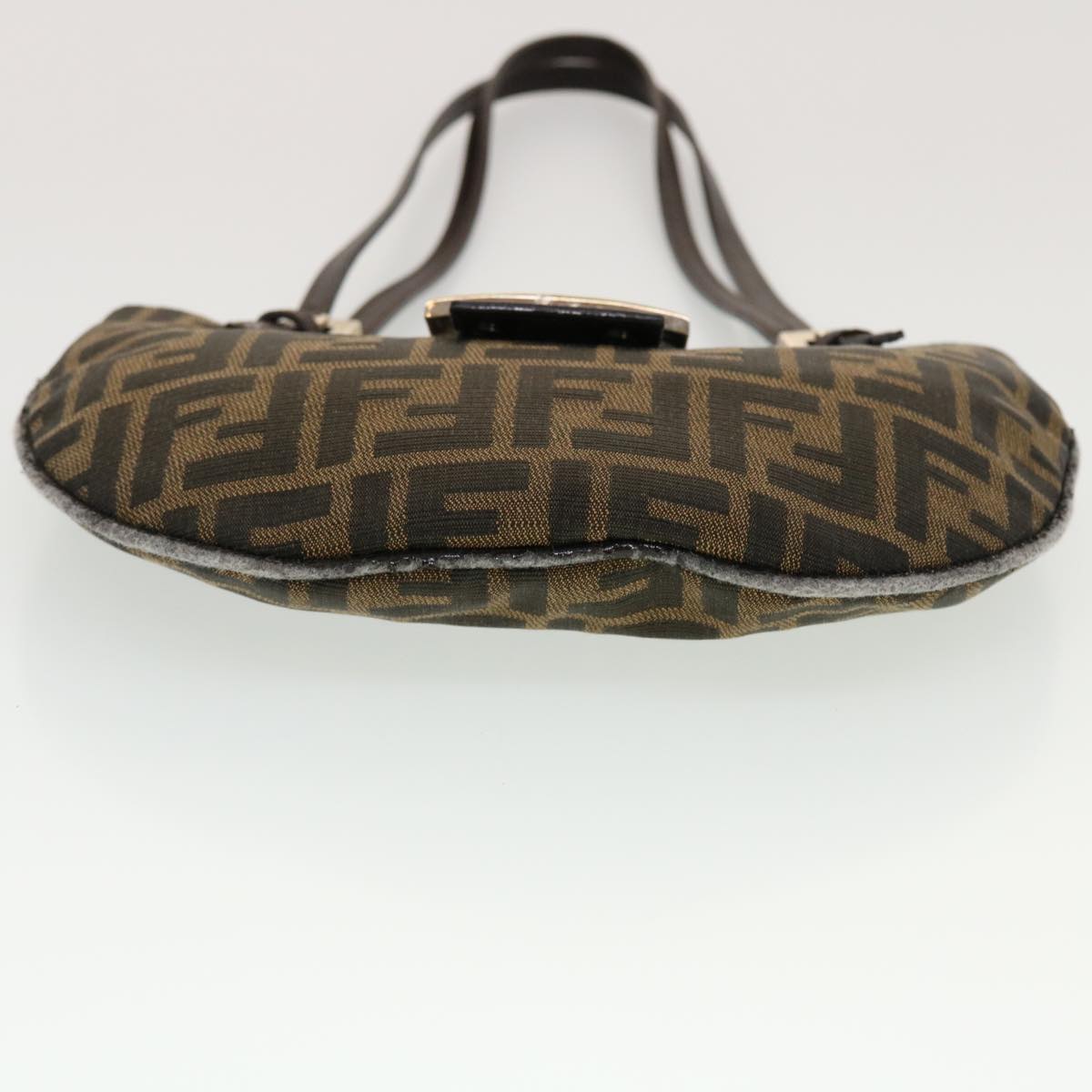 FENDI Zucca Canvas Mamma Baguette Shoulder Bag Nylon Brown Black am4494