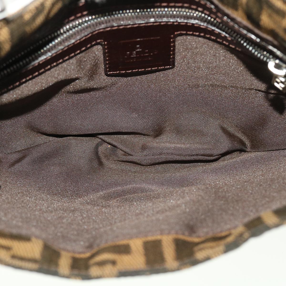 FENDI Zucca Canvas Mamma Baguette Shoulder Bag Nylon Brown Black am4494