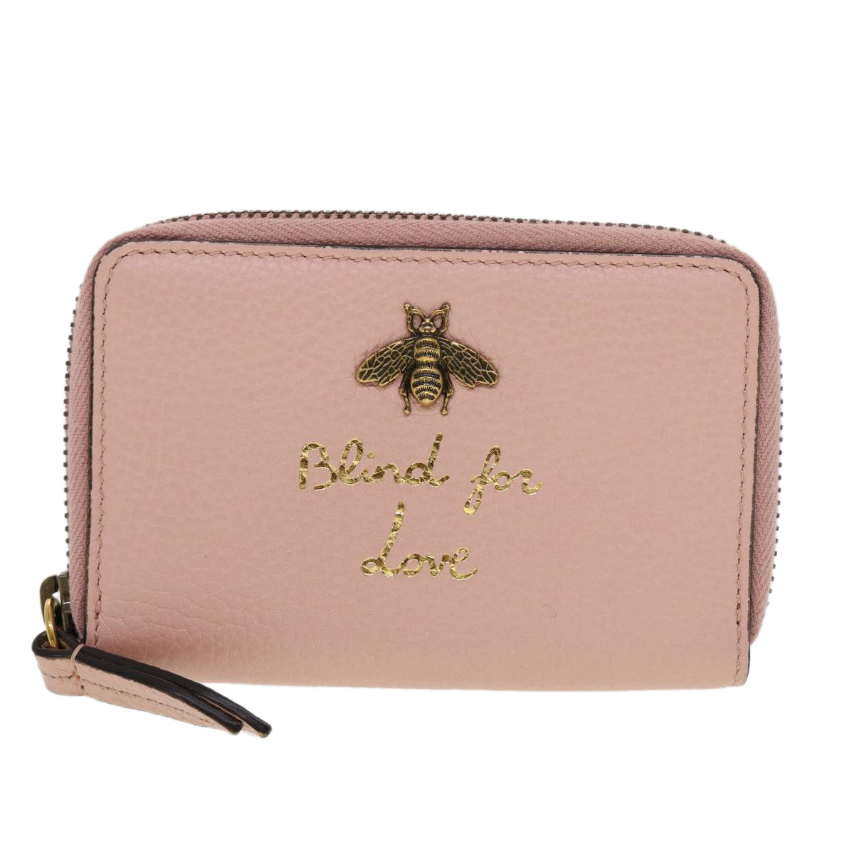 GUCCI Animalie Card Case Leather Pink 546590 am4503