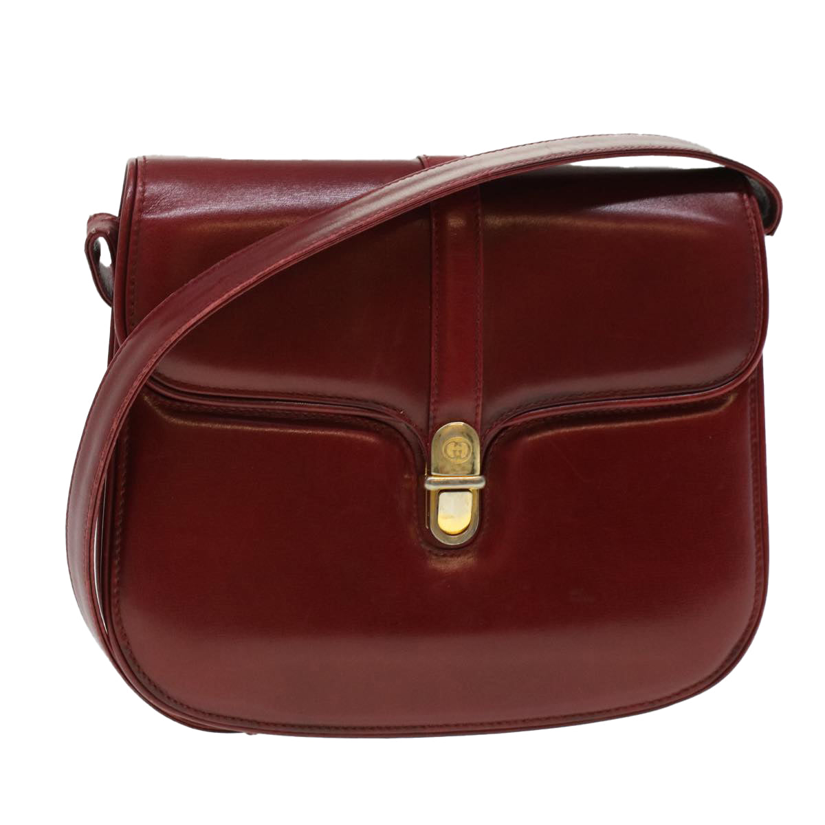 GUCCI Shoulder Bag Leather Red am4554