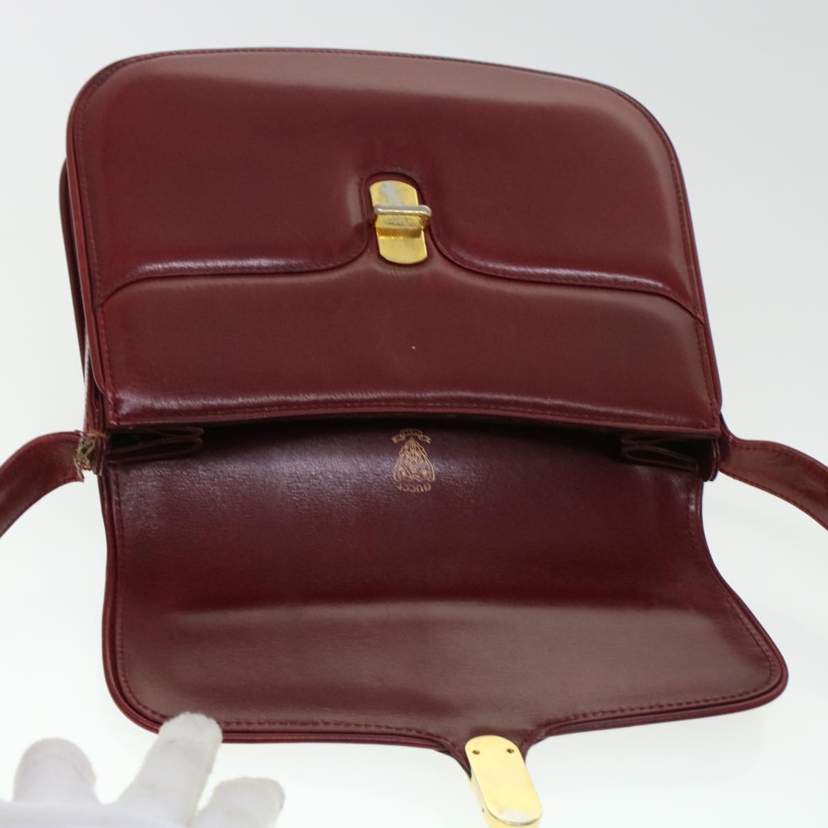 GUCCI Shoulder Bag Leather Red am4554