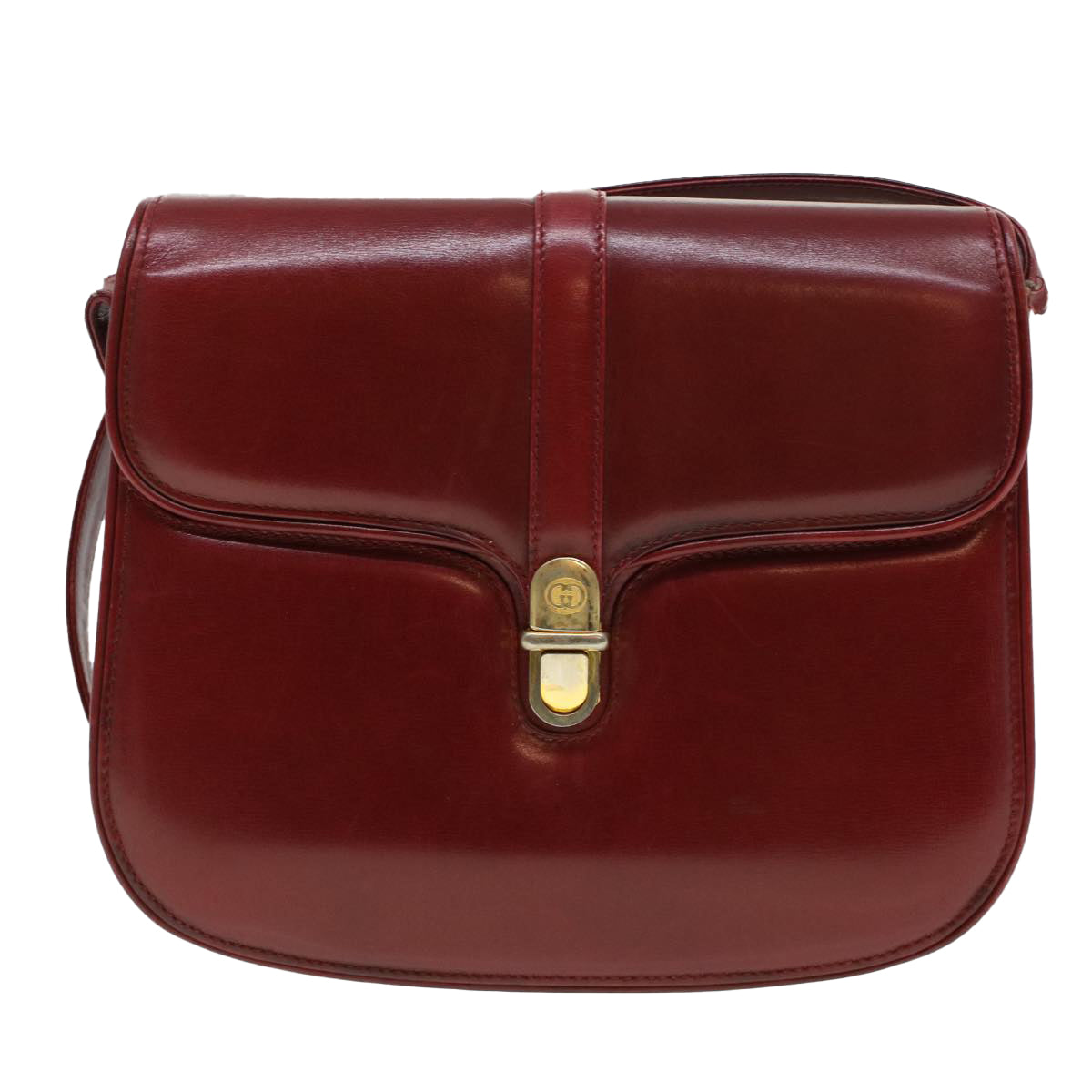 GUCCI Shoulder Bag Leather Red am4554