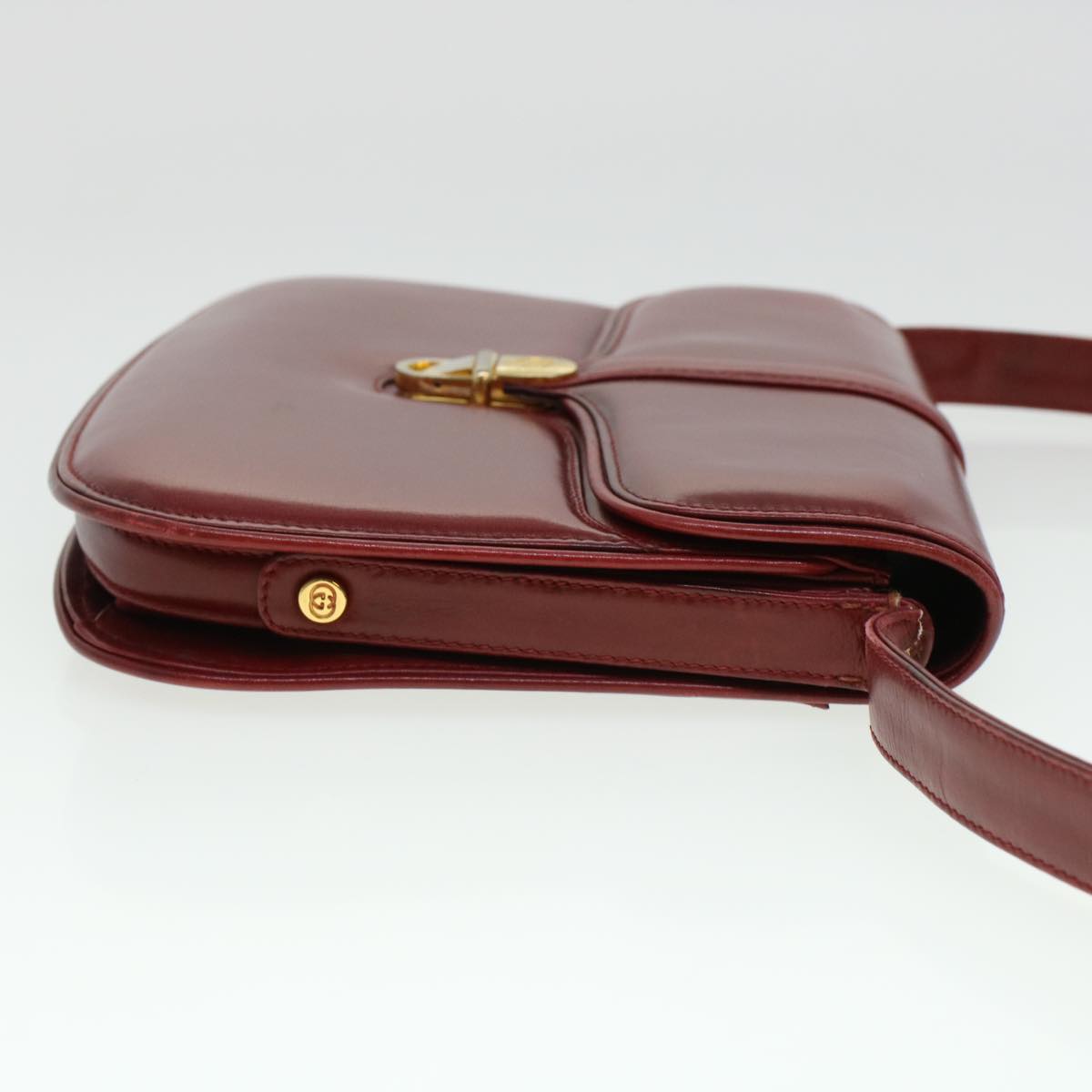 GUCCI Shoulder Bag Leather Red am4554