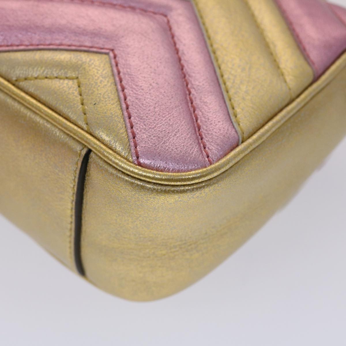 GUCCI GG Marmont Chain Shoulder Bag Leather Gold 446744 am4580