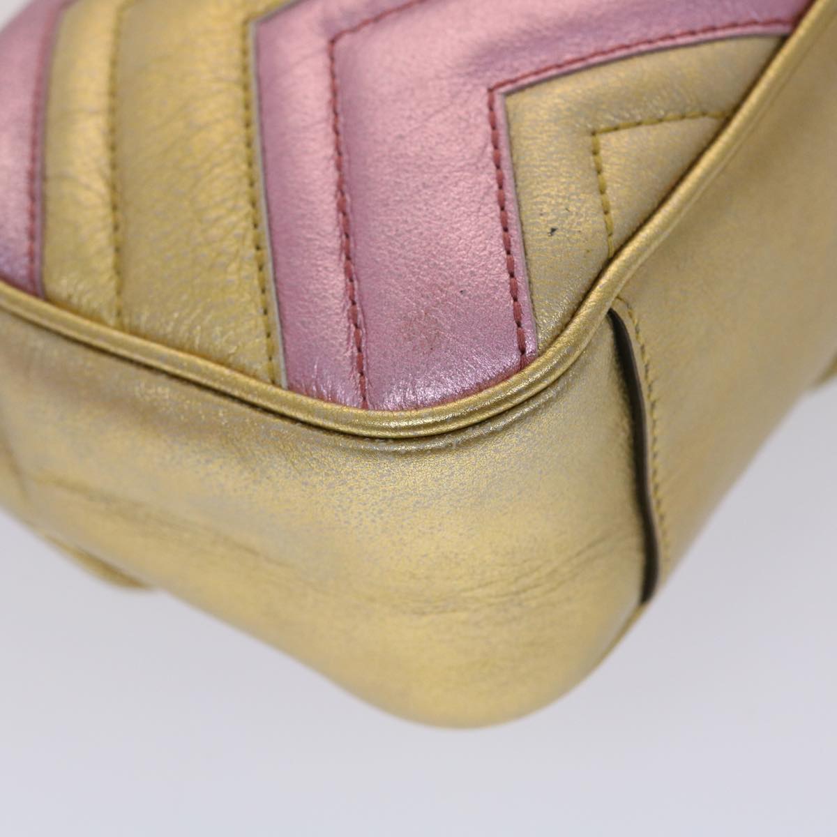 GUCCI GG Marmont Chain Shoulder Bag Leather Gold 446744 am4580