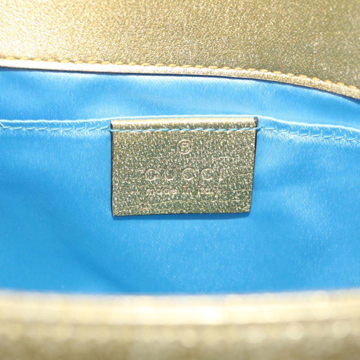 GUCCI GG Marmont Chain Shoulder Bag Leather Gold 446744 am4580
