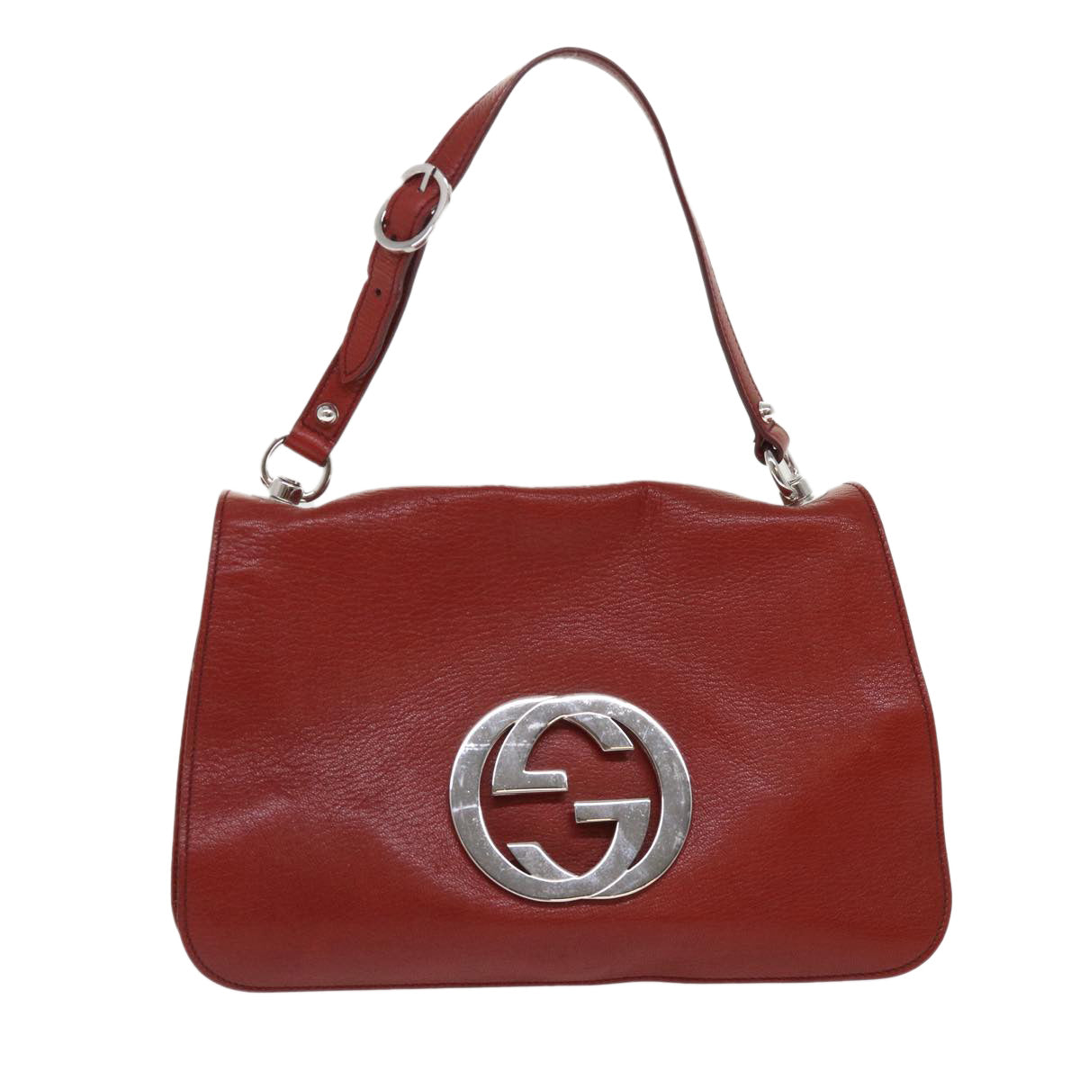 GUCCI Interlocking Shoulder Bag Leather Red 115746 am4584