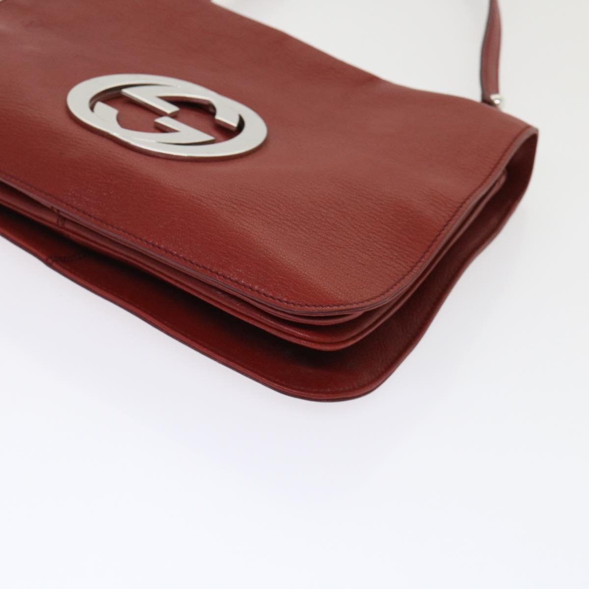 GUCCI Interlocking Shoulder Bag Leather Red 115746 am4584