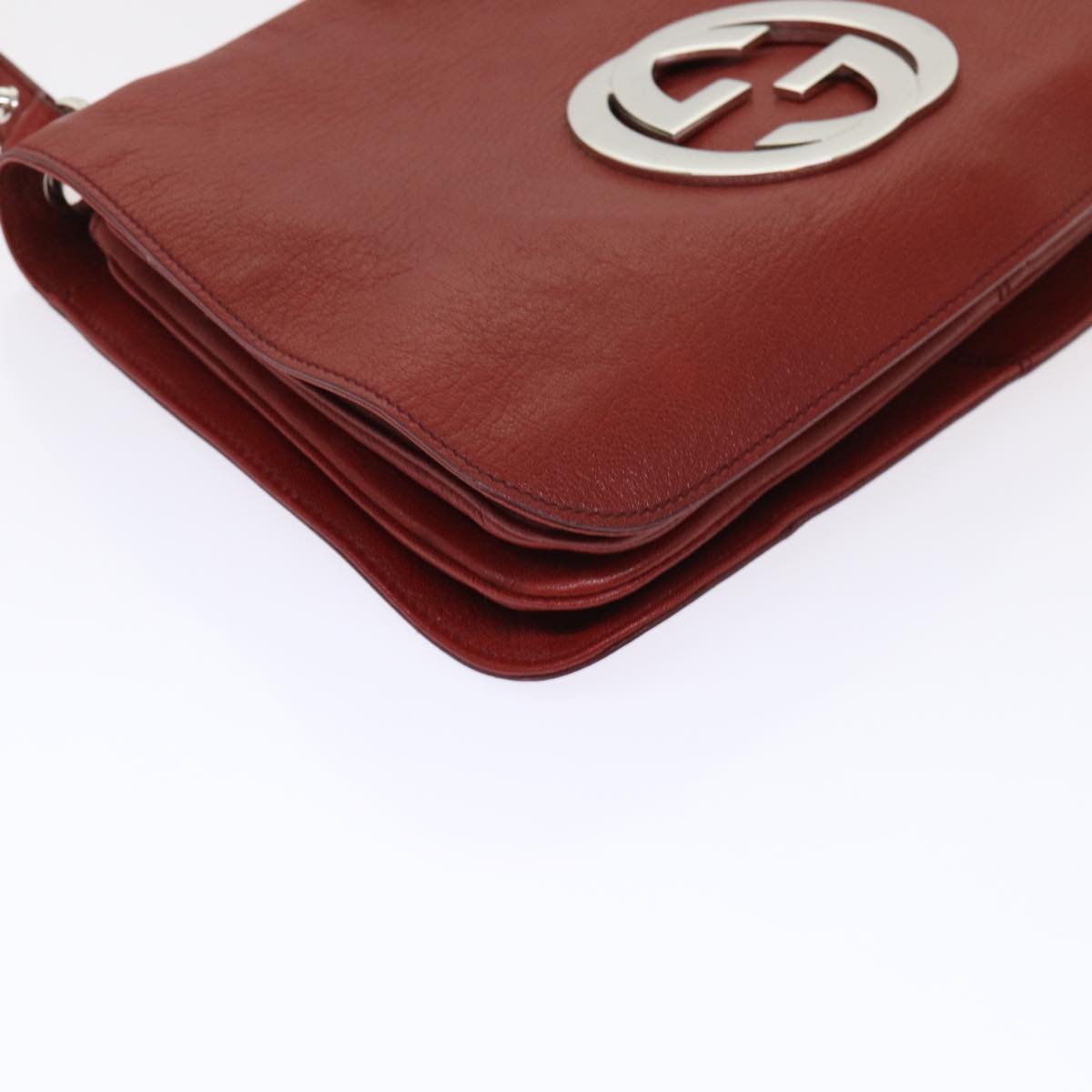 GUCCI Interlocking Shoulder Bag Leather Red 115746 am4584