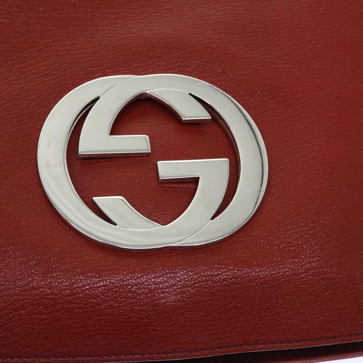 GUCCI Interlocking Shoulder Bag Leather Red 115746 am4584