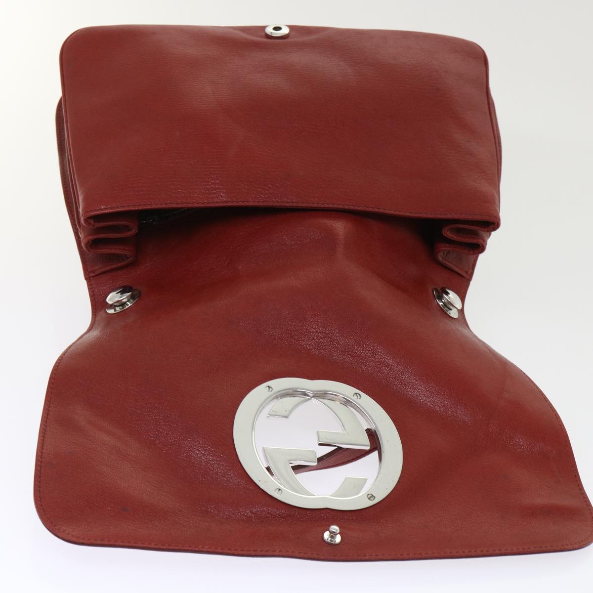 GUCCI Interlocking Shoulder Bag Leather Red 115746 am4584