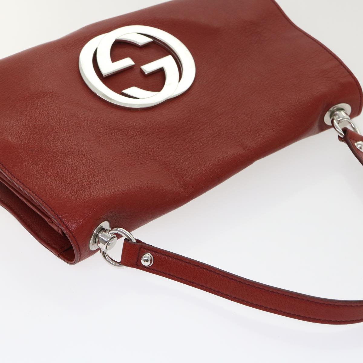 GUCCI Interlocking Shoulder Bag Leather Red 115746 am4584