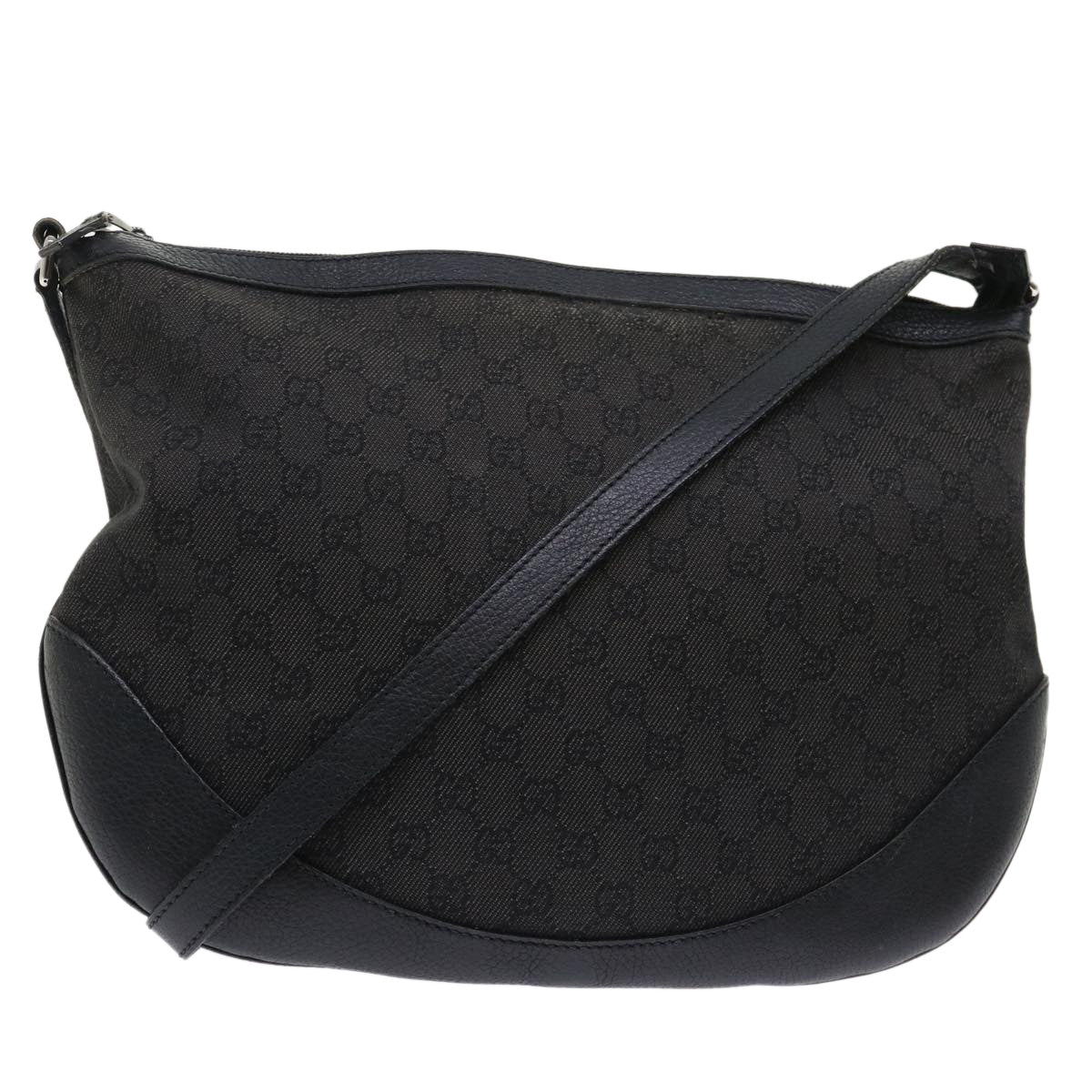 GUCCI GG Canvas Shoulder Bag Leather Black 272380 am4590
