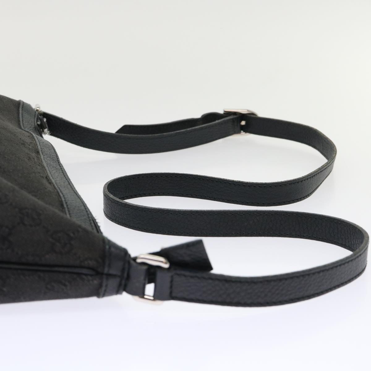 GUCCI GG Canvas Shoulder Bag Leather Black 272380 am4590