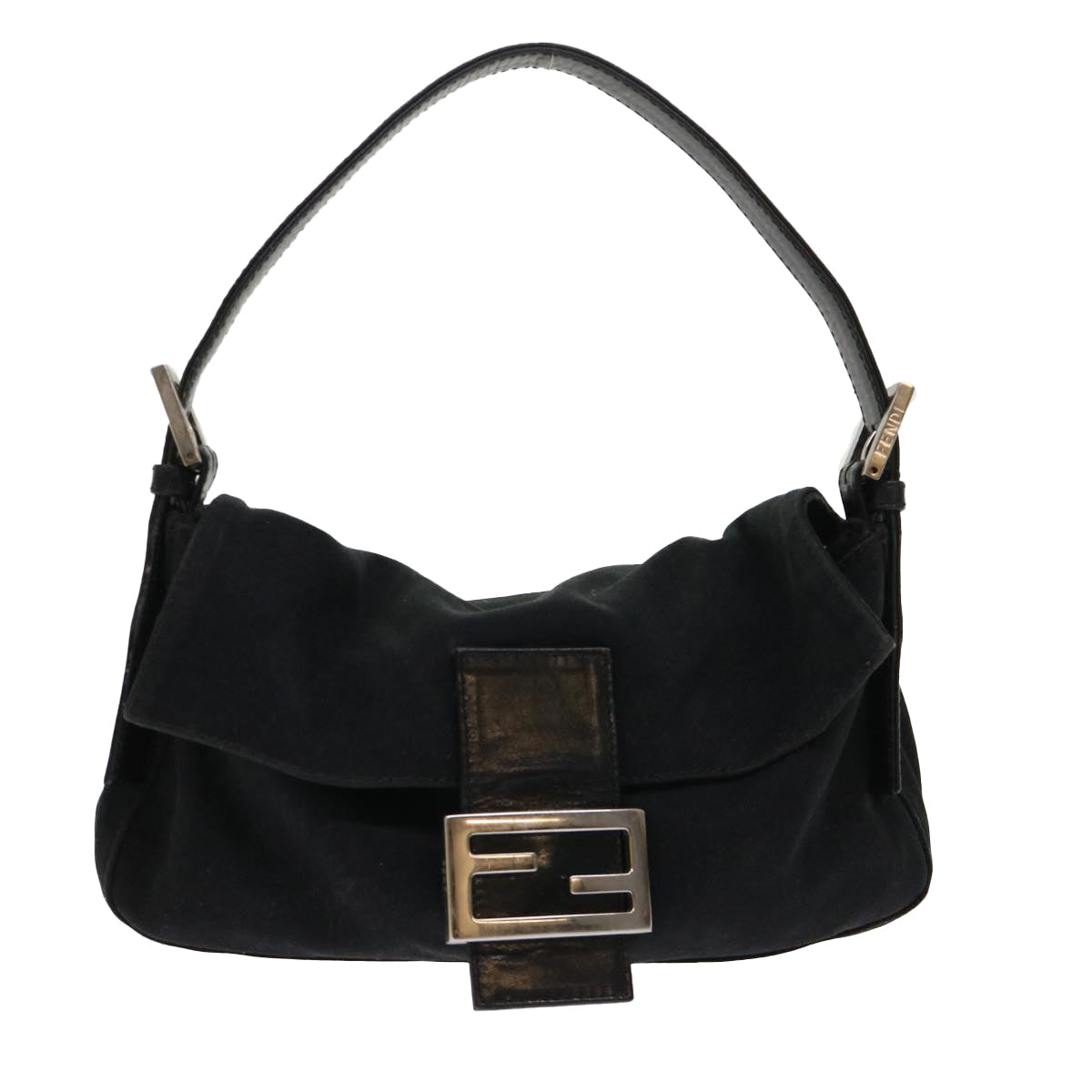FENDI Mamma Baguette Shoulder Bag Nylon Leather Black am4595